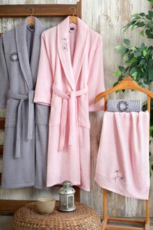 Geborduurd 100 Katoen 4 Stuk Badjassen Set