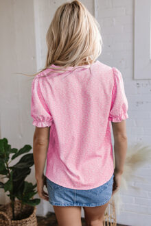 Geborduurd Bloemen Bohemian Top Lichtroze
