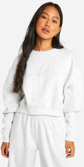 Geborduurd Boxy Crop Sweatshirt, Ash Grey - L