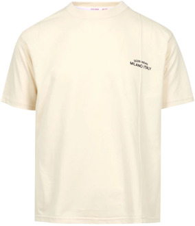 Geborduurd Crew-neck T-shirt met Logo Gcds , Beige , Heren - Xl,L,M,S