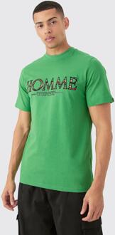 Geborduurd Homme T-Shirt Met Print, Green - L
