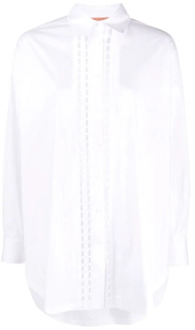 Geborduurd Katoenen Overhemd met Geperforeerde Details Ermanno Scervino , White , Dames - M,S