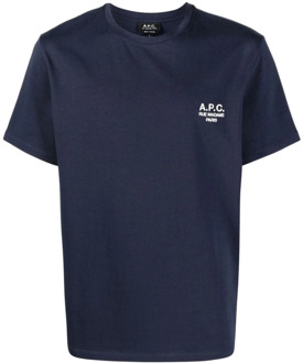 Geborduurd Logo Katoenen T-Shirt A.p.c. , Blue , Heren - Xl,L,M,S