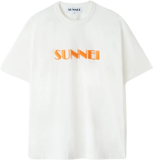 Geborduurd Logo T-Shirt Sunnei , White , Heren - 2Xl,Xl,L,M,S,Xs