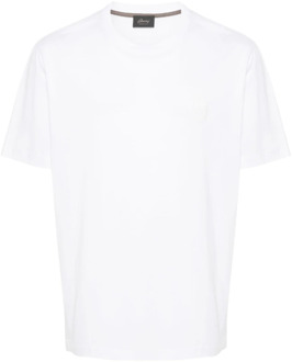 Geborduurd Logo Wit Katoenen T-Shirt Brioni , White , Heren - 2Xl,Xl,L,M