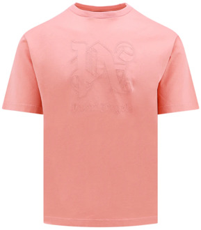 Geborduurd Monogram Katoenen T-Shirt Palm Angels , Pink , Heren - Xl,L,M,S