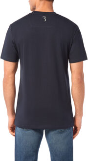 Geborduurd rond hals T-shirt Crest Donkerblauw - 4XL