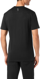 Geborduurd rond hals T-shirt Crest - maat S Zwart