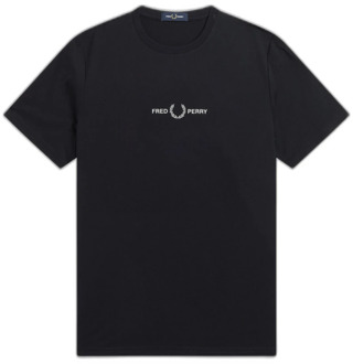 Geborduurd T-shirt Fred Perry Fred Perry , Black , Heren - Xl,L,M,S