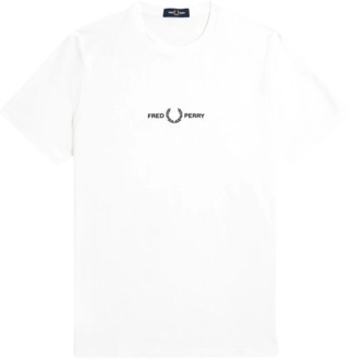 Geborduurd T-shirt voor mannen Fred Perry , White , Heren - Xl,L,M,S