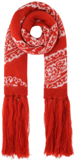 Geborduurde acryl -blend sjaal 424 , Red , Heren - ONE Size