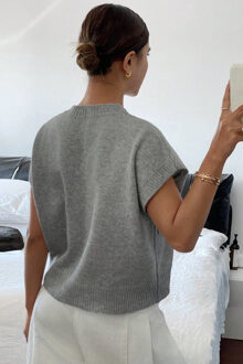 Geborduurde Bloemen Gebreide Trui - maat XL Grijs