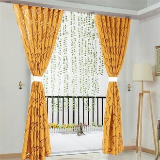 Geborduurde Bloemen Wit Tulle Venster Scherm Gordijn Voor Woonkamer Slaapkamer Luxe Sheer Voile Gordijn Blind Gordijnen Deur Decor geel -1stk