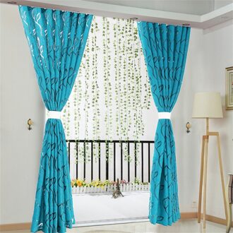 Geborduurde Bloemen Wit Tulle Venster Scherm Gordijn Voor Woonkamer Slaapkamer Luxe Sheer Voile Gordijn Blind Gordijnen Deur Decor lucht blauw -1stk