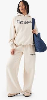 Geborduurde Jogger Met Rechte Pijp, Cream - XL