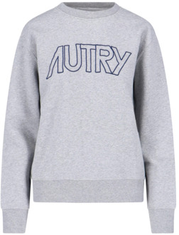 Geborduurde Logo Sweater Autry , Gray , Dames - L,M,S,Xs