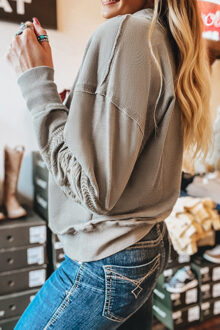 Geborduurde Mouw Sweatshirt Grijs