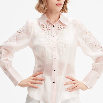 Geborduurde organza blouse Blush