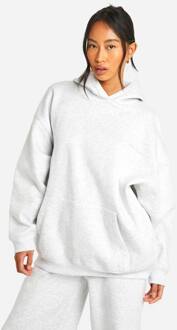 Geborduurde Oversized Hoodie, Ash Grey - XL