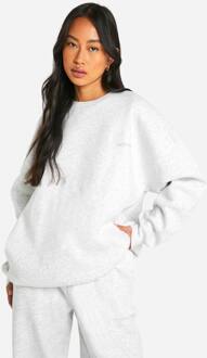 Geborduurde Oversized Sweatshirt, Ash Grey - XS