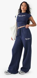 Geborduurde Rechte Jogger, Navy - L