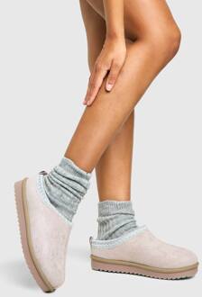 Geborduurde Slip On Gezellige Mules, Grey - 36