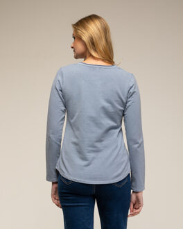 Geborduurde top met vredessymbool Blauw - L