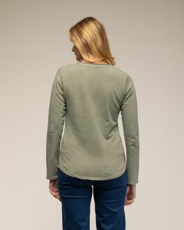 Geborduurde top met vredessymbool Kaki - L