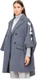 Geborduurde Wollen Cape Ermanno Scervino , Gray , Dames - ONE Size