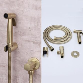 Geborsteld Goud Bidet Kraan Set Badkamer Handdouche Bidet Wc Spuit Hygiënische Douche Bidet Tap Wall Mount Bidet Kraan bidet reeks B