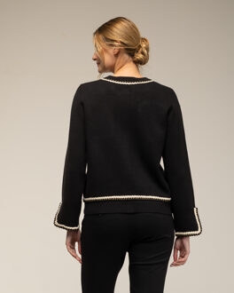 Gebreid jack met gouden knopen - maat L Zwart