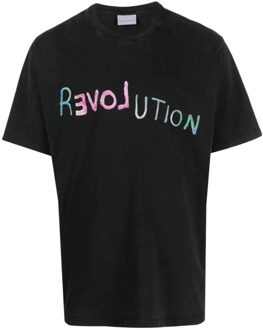 Gebreid `rEVOLution` Print T-Shirt Bluemarble , Black , Heren - Xl,L,M,S