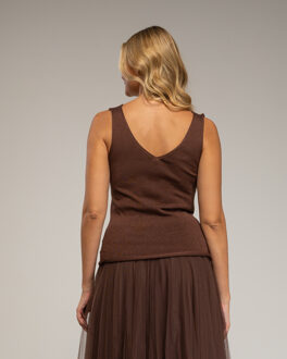 Gebreid topje met Lurex Bruin