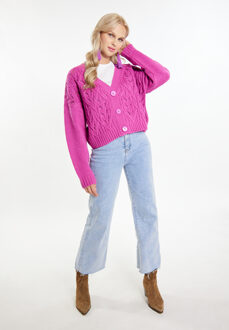 Gebreid vest Dames Bessenroze - S