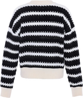 Gebreid vest Dames wol wit zwart Zwart en Gebroken Wit - M/L