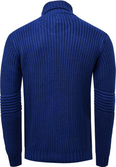 Gebreid vest met coltrui en asymmetrische rits Blauw