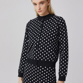 Gebreid vest met stippen Zwart - L