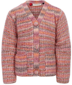 Gebreid vest muticolor voor meisjes in de kleur Oranje - 110
