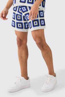 Gebreide Baggy Shorts In Wit, White - XS