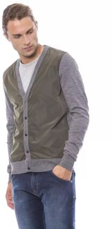 Gebreide Cardigan Tweekleurig Stijl Grijs