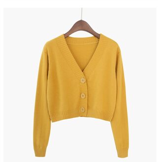 Gebreide Crop Vest Vrouwen Koreaanse Korte Trui Lange Mouw V-hals Groen Blauw geel