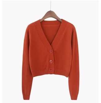 Gebreide Crop Vest Vrouwen Koreaanse Korte Trui Lange Mouw V-hals Groen Blauw Rood