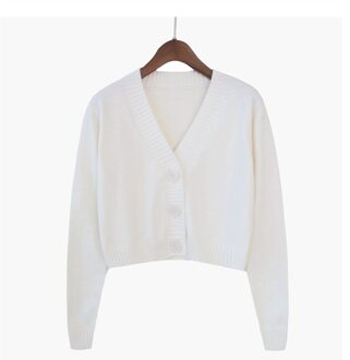 Gebreide Crop Vest Vrouwen Koreaanse Korte Trui Lange Mouw V-hals Groen Blauw wit