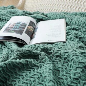 Gebreide Deken Effen Kleur Reliëf Deken Nordic Decoratieve Deken Voor Slaapbank Gooi Chunky Knit Gooi Deken groen