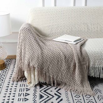 Gebreide Deken Effen Kleur Reliëf Deken Nordic Decoratieve Deken Voor Slaapbank Gooi Chunky Knit Gooi Deken khaki
