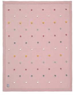 gebreide deken GOTS Dots dusky pink 80 x 110 cm