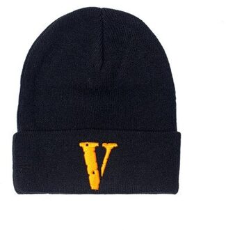 Gebreide Hoed Oranje Zwart Borduurwerk Mannen Winter Hoeden Vrouwen Hoed Voor Vrouwen Katoen