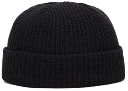 Gebreide Hoeden Voor Vrouwen Gildkruid Mannen Beanie Hat Winter Retro Brimless Baggy Meloen Cap Manchet Docker Visser Mutsen Hoeden Voor mannen zwart