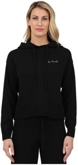 Gebreide hoodie met borduursel MC2 Saint Barth , Black , Dames