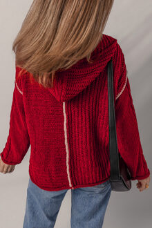 Gebreide Hoodie Trui - maat XL Klaproos